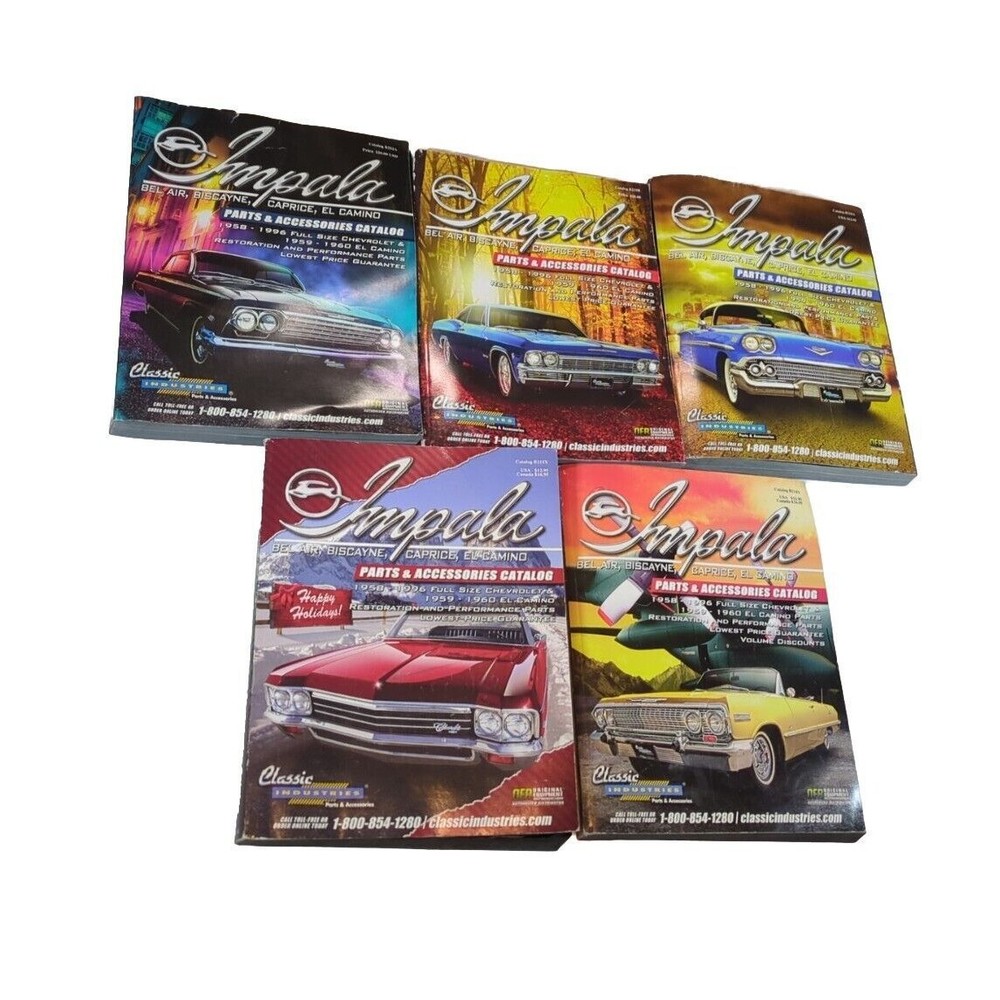 Chevy Impala/Bisccayne/Bel Air/Caprice/ ELCamino Chevrolet Parts Books Set Of 5